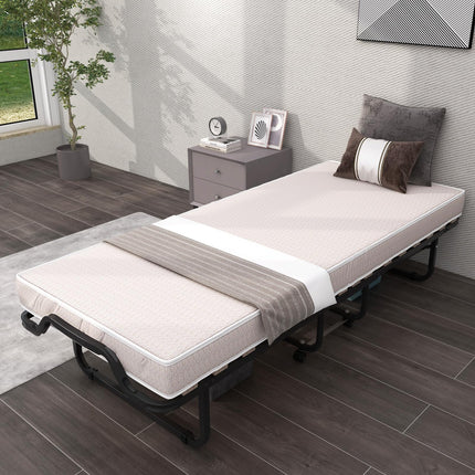 Dreamade Folding Bed with Mattress, 75x31 Cot Size Bed Frame, Roll Away Beds with Mattresses for Adults
