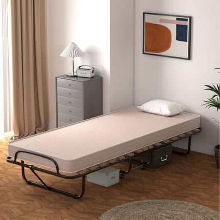 Dreamade Folding Bed with Mattress for Adults, 75" x 32" Rollaway Guest Beds w/ 3 Inch Foam Mattress & Sturdy Metal Frame