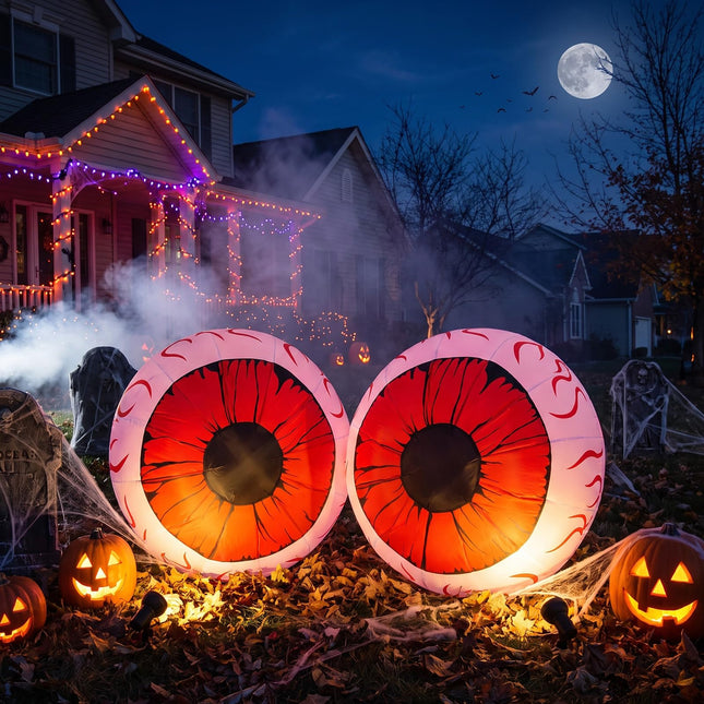 DREAMADE 3 FT Halloween Inflatable Eyeballs 2 Pack Lighted Bloodshot Eyes