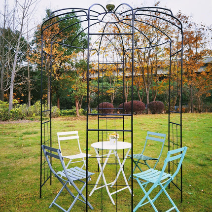 Dreamade Birdcage Shape Gazebo - 9.4' H x 6.8' W Metal Arch Trellis for Climbing Plants Clematis Vines