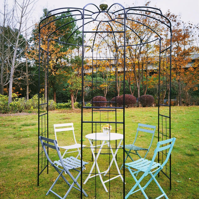 Dreamade Birdcage Shape Gazebo - 9.4' H x 6.8' W Metal Arch Trellis for Climbing Plants Clematis Vines