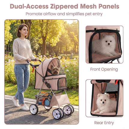 Dreamade Foldable Pet Stroller for Small Dogs & Cats