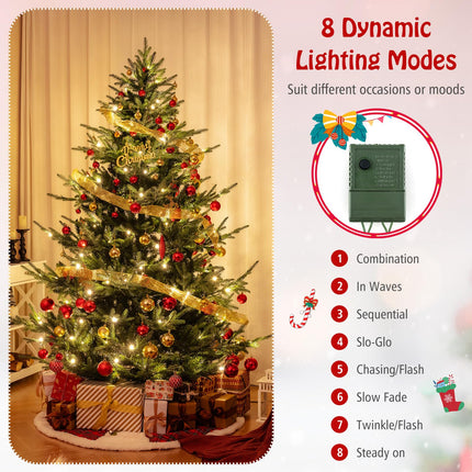 Dreamade 7ft Pre-lit Artificial Christmas Tree with 340 Warm White LED Lights, 1090 Branch Tips