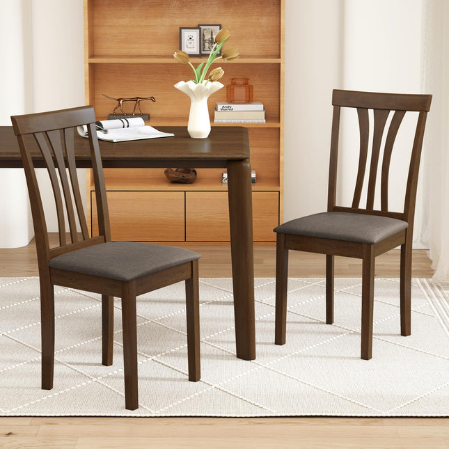 Dreamade Wooden Dining Chairs Set of 2/4 Linen Fabric Upholstered Kitchen Armless Chair