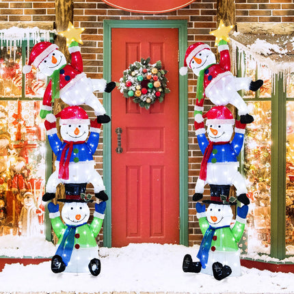Dreamade 6 ft Christmas Stacked Snowman, 3D Pre-Lit Snowman Decoration w/ 155 LED Lights