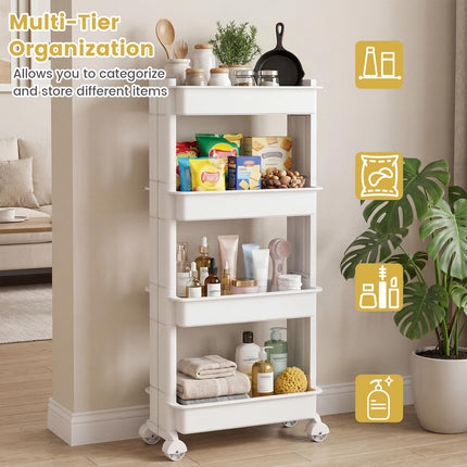 Dreamade 4-Tier Slim Rolling Storage Cart for Kitchen