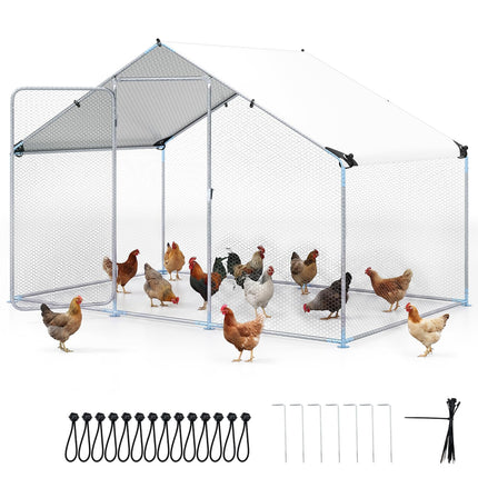 Dreamade 9.8 x 6.7 x 6.6 FT Large Metal Chicken Coop with Waterproof Cover