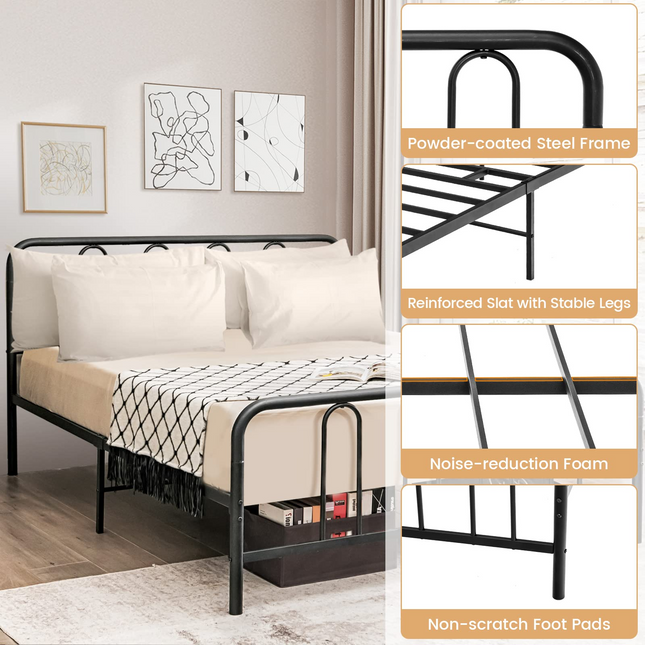 Dreamade Full Size Metal Bed Frame, Modern Bed Frame
