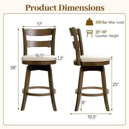Dreamade 25" Swivel Bar Stools Set of 2/4 with Fabric Upholstered Seat