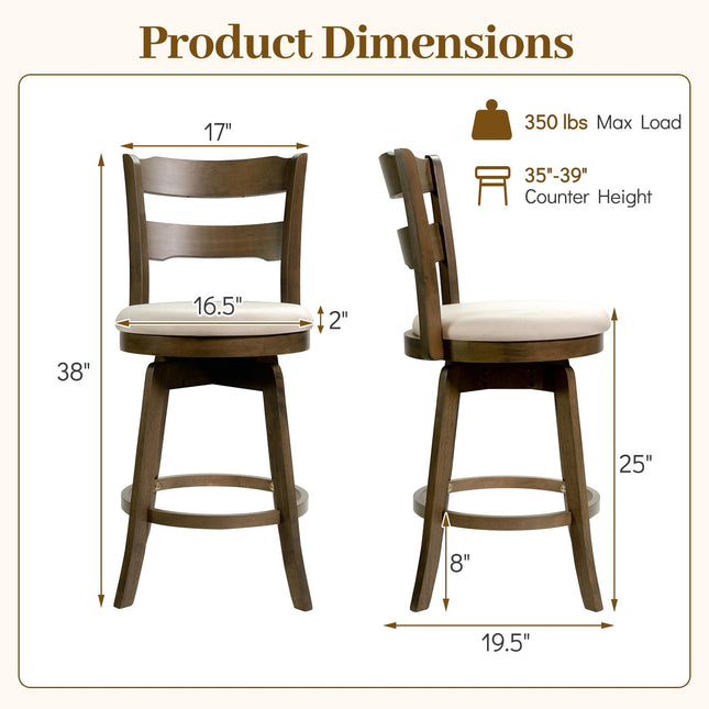 Dreamade 25" Swivel Bar Stools Set of 2/4 with Fabric Upholstered Seat