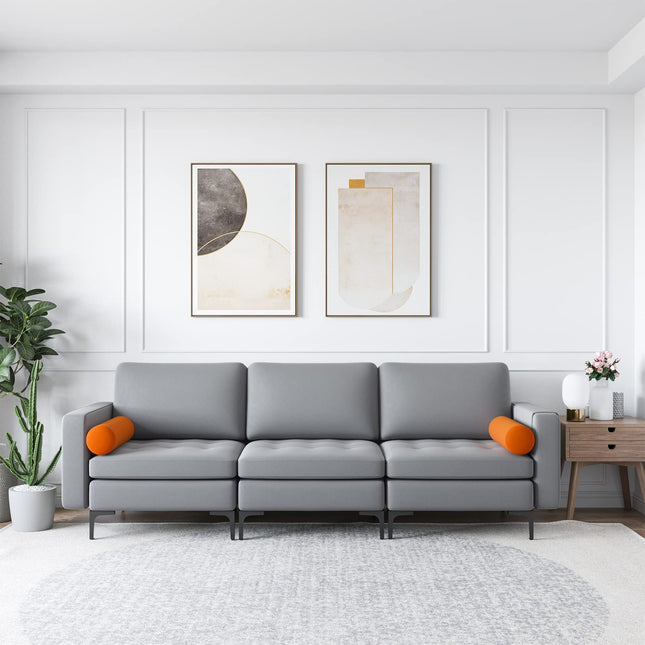Dreamade 97" Sectional Sofa Couch, 3-Seater Modular Sleeper with USB Ports