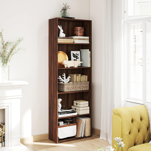 Dreamade 5-Tier Bookshelf Freestanding Tall Bookcase with 5 Open Compartments