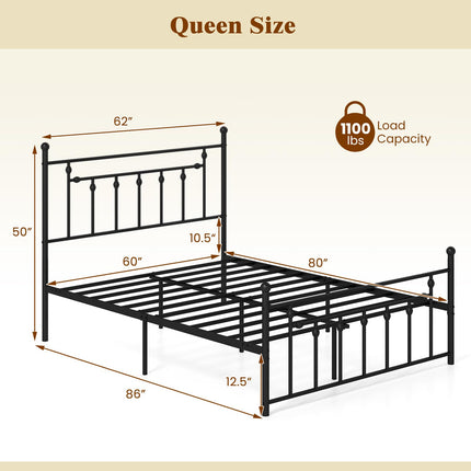 Dreamade Twin Bed Frames with Headboard and Footboard, Victorian Style Twin Platform Bed