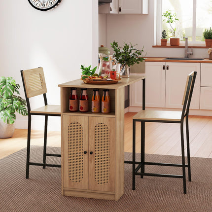 Dreamade 3-Pcs Boho Rattan Dining Table Set for 2