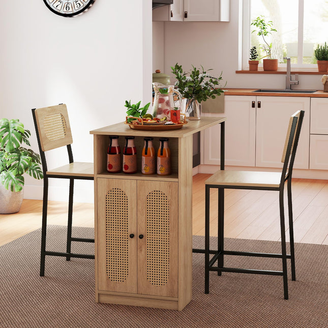 Dreamade 3-Pcs Boho Rattan Dining Table Set for 2