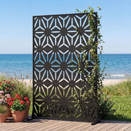 Dreamade 72''H x 48''W Freestanding Metal Privacy Screen with Stable Legs