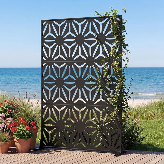 Dreamade 72''H x 48''W Freestanding Metal Privacy Screen with Stable Legs