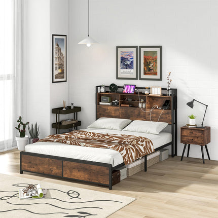 Dreamade Queen/Full Size Bed Frame with Storage Headboard