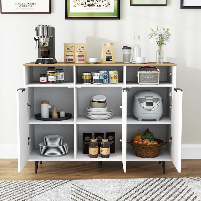 Dreamade Sideboard Cabinet - 47” Buffet Cabinet with Storage Compartments, Countertop