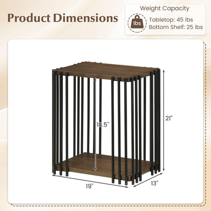 Dreamade 2-Tier Wood Side Table - Narrow Sofa Couch End Table (1/2)