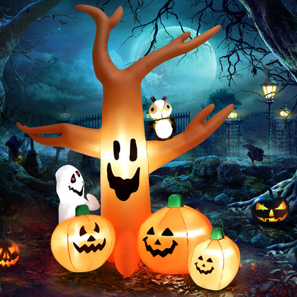 DREAMADE 8FT Halloween Inflatable Tree with Pumpkins Ghost and Owl Figure