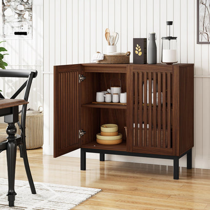 Dreamade Sideboard Buffet Cabinet | 32" Farmhouse Coffee Bar with Slatted Doors