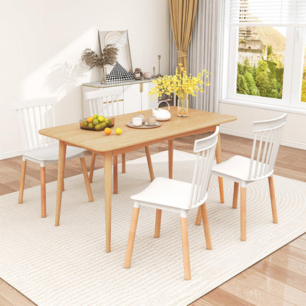 Dreamade Set of 4 Windsor Dining Chairs White, Modern Kitchen Chairs w/Spindle Backs & Curved Seats