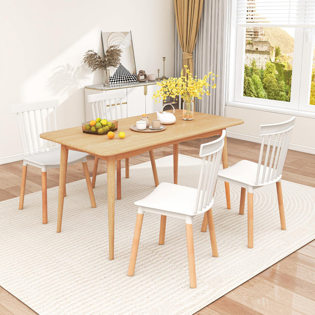 Dreamade Set of 4 Windsor Dining Chairs White, Modern Kitchen Chairs w/Spindle Backs & Curved Seats