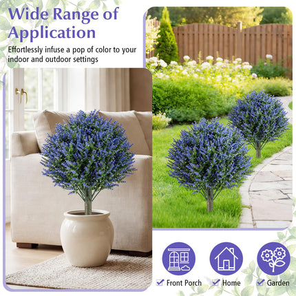 Dreamade Set of 2 Artificial Lavender Topiary Ball Trees | Sun-Proof Indoor Outdoor Fake Evergreen Plants