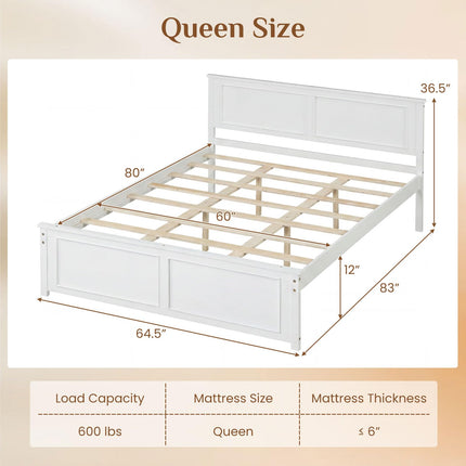 Dreamade Wood Queen/Full/Twin Size Farmhouse Solid Platform Bed