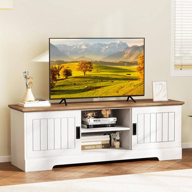 Dreamade Farmhouse TV Stand for TVs up to 65" Entertainment Center with Storage Cabinets