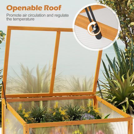 Dreamade Portable Raised Planter Bed Protection with Transparent Flip-top Roof
