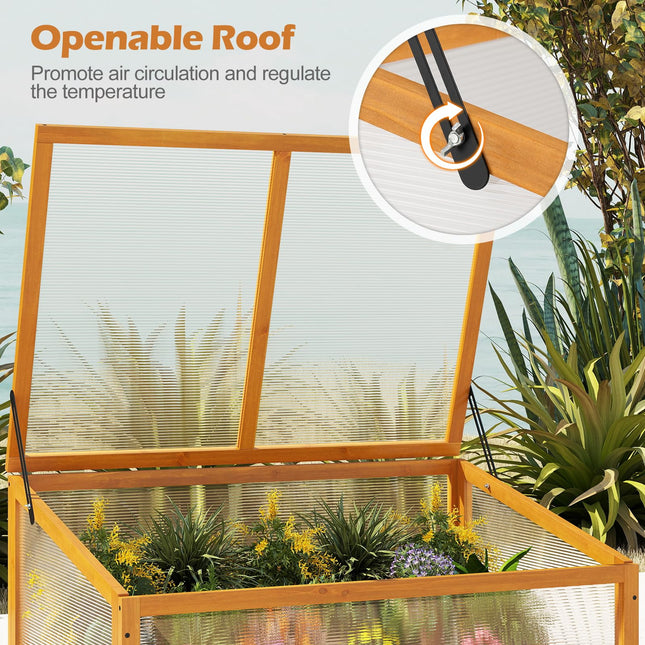 Dreamade Portable Raised Planter Bed Protection with Transparent Flip-top Roof