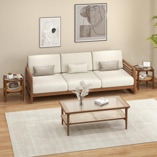 Rattan Round End Table - Dreamade