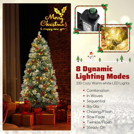 Dreamade 5ft Pre-Lit Artificial Christmas Tree, Hinged Xmas Tree with 453 PVC & Pine Needles