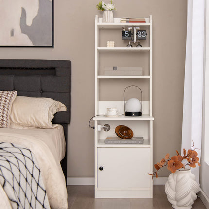 Dreamade Nightstand with Charging Station - 55" Tall Bedside Table
