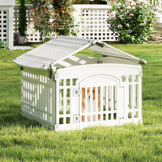 Dreamade 6/12 Panel Dog Playpen 24'' Tall Plastic Pet Fence with Lockable Door