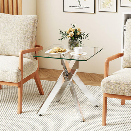 Dreamade Glass Side Table Square Sofa Couch End Table