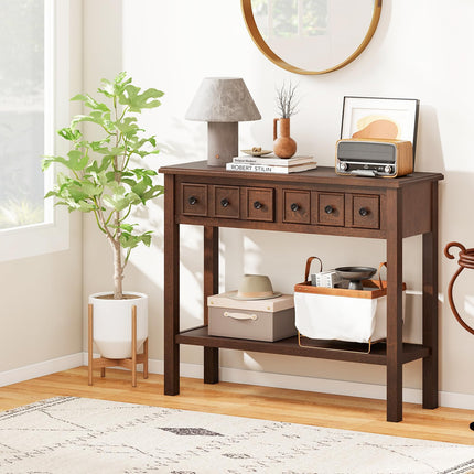 Dreamade 38" Narrow Console Table with 2 Drawers & Bottom Open Shelf