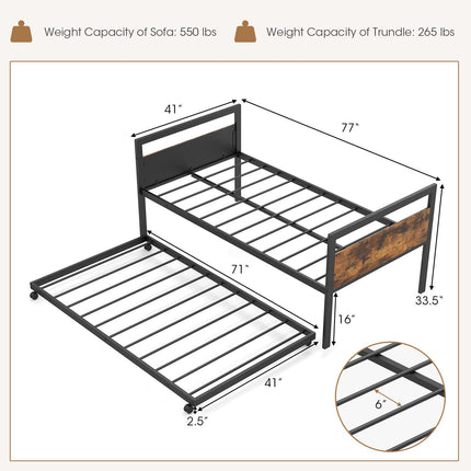 Dreamade Metal Daybed with Trundle