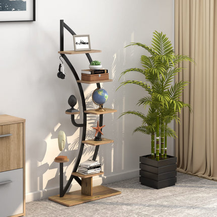 Dreamade 6 Tier Metal Plant Stand Indoor, 61" Half Moon Plant Shelf