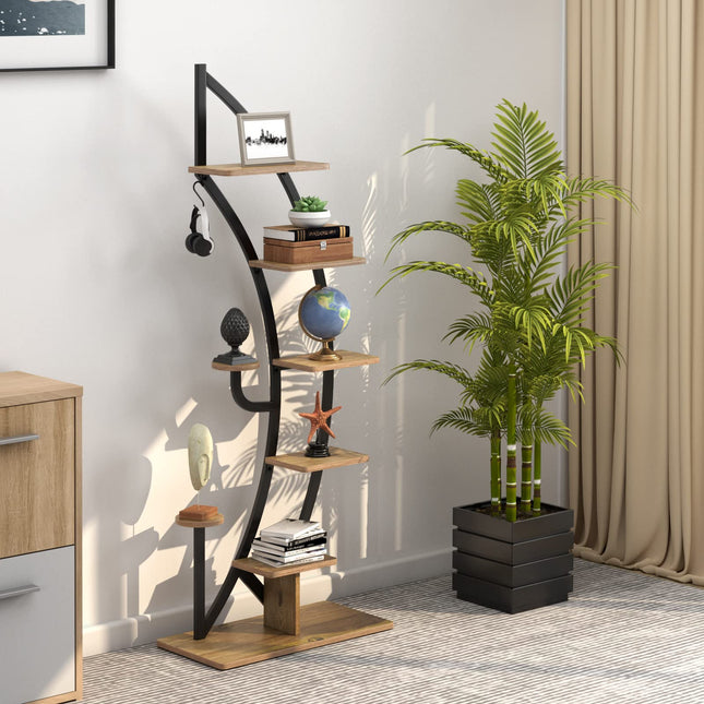 Dreamade 6 Tier Metal Plant Stand Indoor, 61" Half Moon Plant Shelf