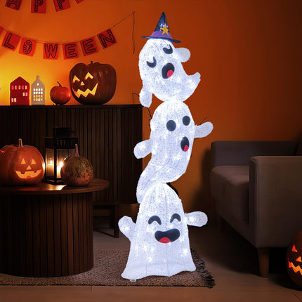 Dreamade 4 Ft Halloween Decorations Outdoor Stacked Ghosts, Free-Standing Cute Yard Decorations