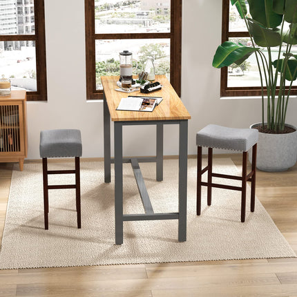 Dreamade 29.5" Bar Height Bar Stools Set of 4 - Backless Saddle Barstools with Nailhead Linen Foam Seat