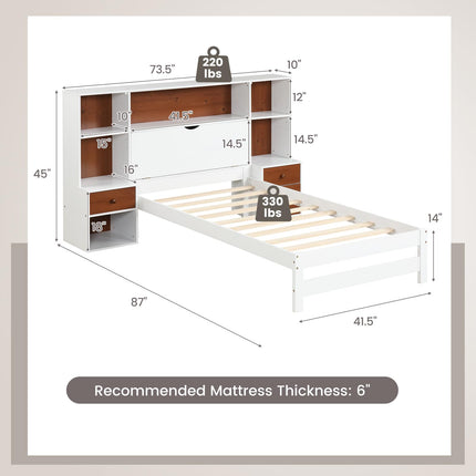 Dreamade Twin Bed Frames with Headboard and Drawer