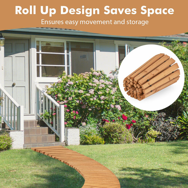Dreamade Garden Pathway Roll Up - 7ft Curved Wood Walkway 17 inch Width
