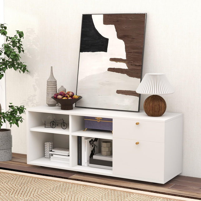 Dreamade TV-Stand for Bedroom Entertainment Center - Modern TV Console Cabinet with 2 Drawers, 4 Compartments
