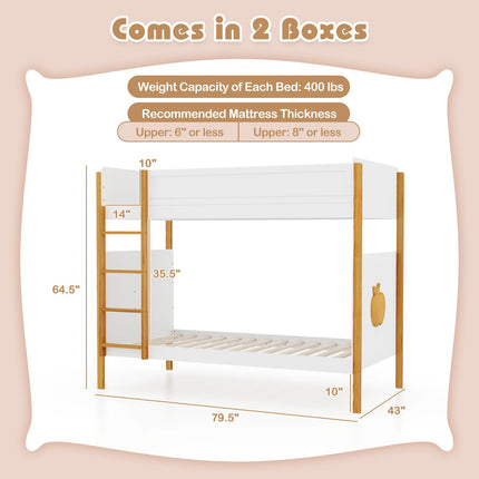 Dreamade Wood Twin Over Twin Bunk Bed