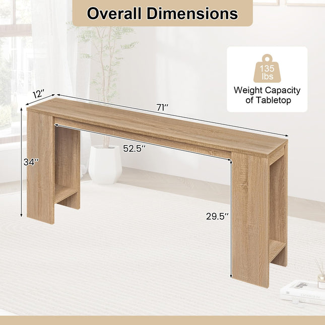 Dreamade 71" Farmhouse Console Table | Narrow Long Entryway Table Behind Couch