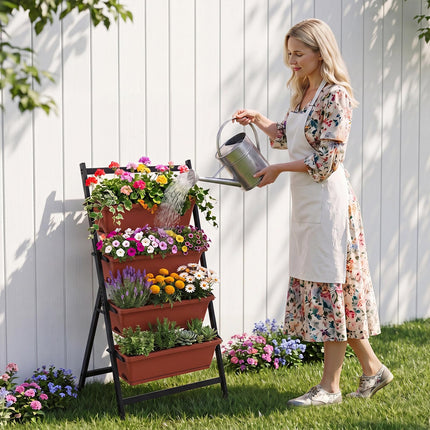 Dreamade 4-Tier Vertical Garden Planter with 4 Container Boxes & Drainage System (1/2)